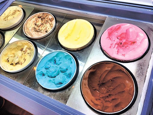 FIRST SIX FLAVORS. from top left, clockwise: Birthday Cake, Homemade Vanilla, Strawberry Yogurt, Dutch Chocolate (no sugar added), Bubblegum, and Sea Salt Caramel.