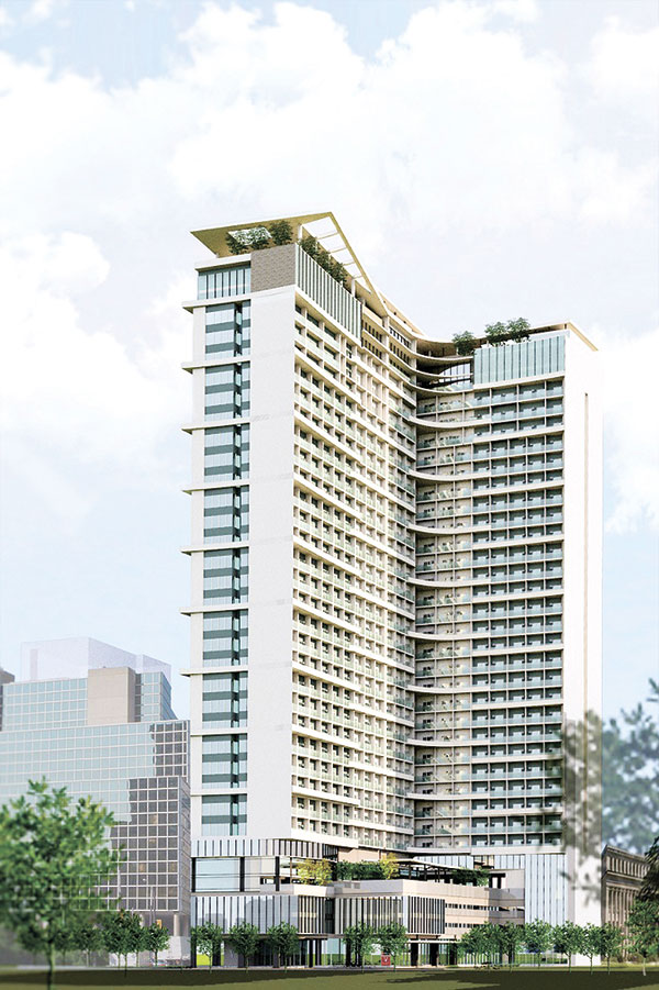 An artist's perspective of Vista Residences by day